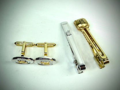 Vintage Burberrys Cufflinks Tie Bar Set Knight Motif SS3290