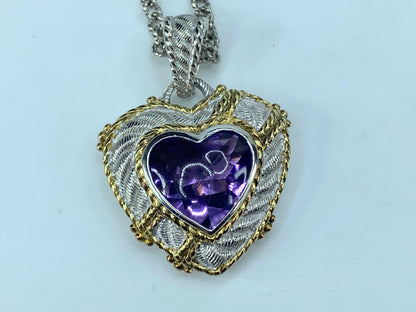 Judith Ripka heart amethyst two tone in sterling silver Necklace JR9133