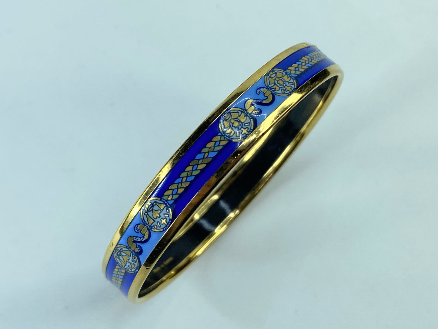 Hermes Enamel Printed Celestial Mythology Narrow Bracelet 70 Bleu GS416