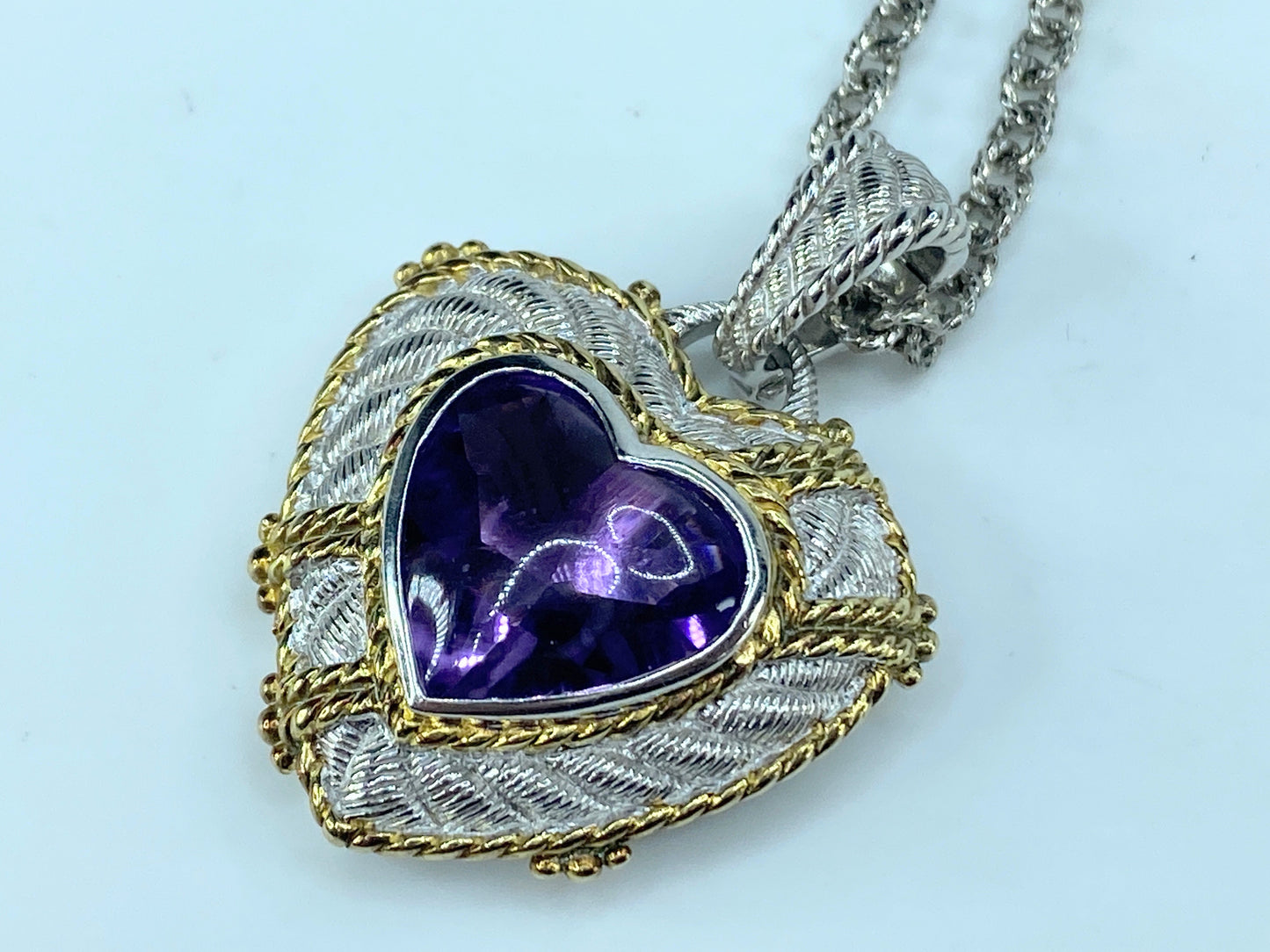 Judith Ripka heart amethyst two tone in sterling silver Necklace JR9133