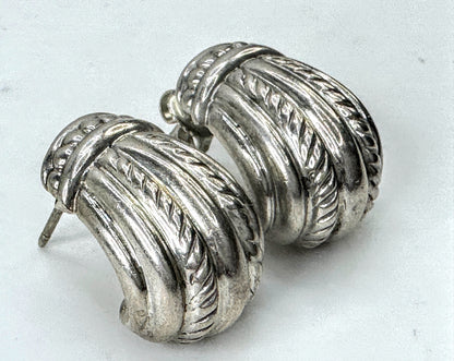 Vintage Judith Ripka Sterling Silver Cable Textured Statement Piece JR1696