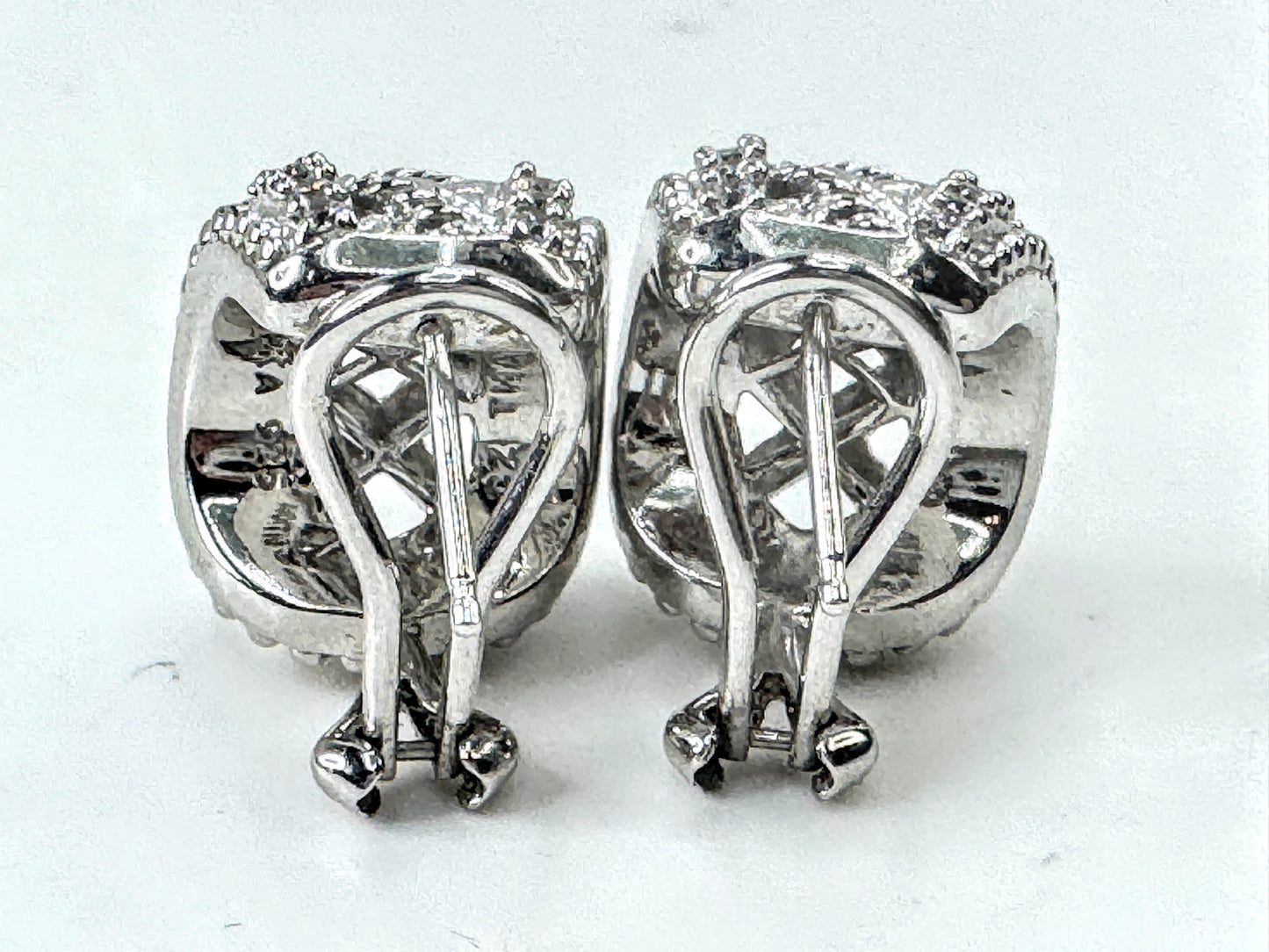Vintage Judith Ripka Sterling Silver Pave CZ Wide Hoop Earrings JR1698