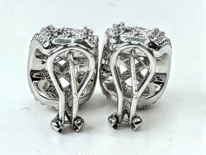 Vintage Judith Ripka Sterling Silver Pave CZ Wide Hoop Earrings JR1698