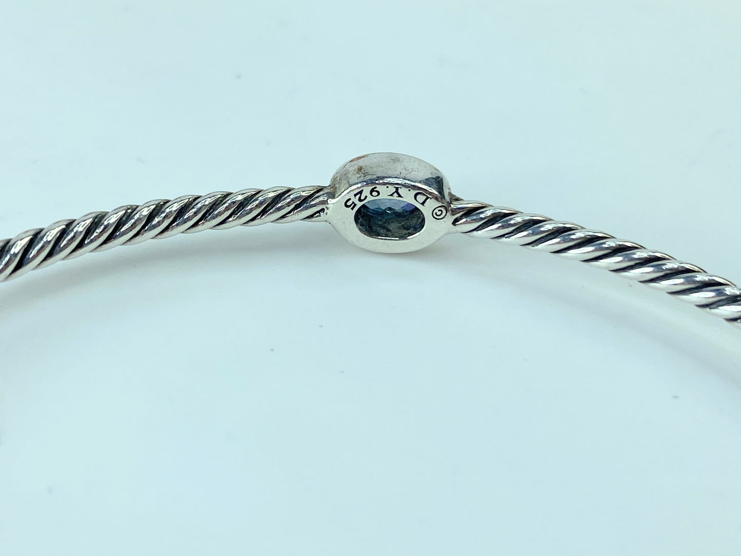 Cert David Yurman Sterling Blue Topaz Classics Four Station Cable Bangle 7" JR374