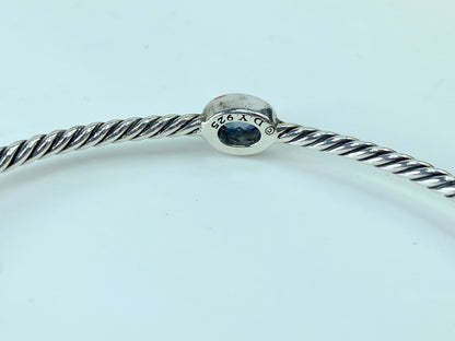 Cert David Yurman Sterling Blue Topaz Classics Four Station Cable Bangle 7" JR374