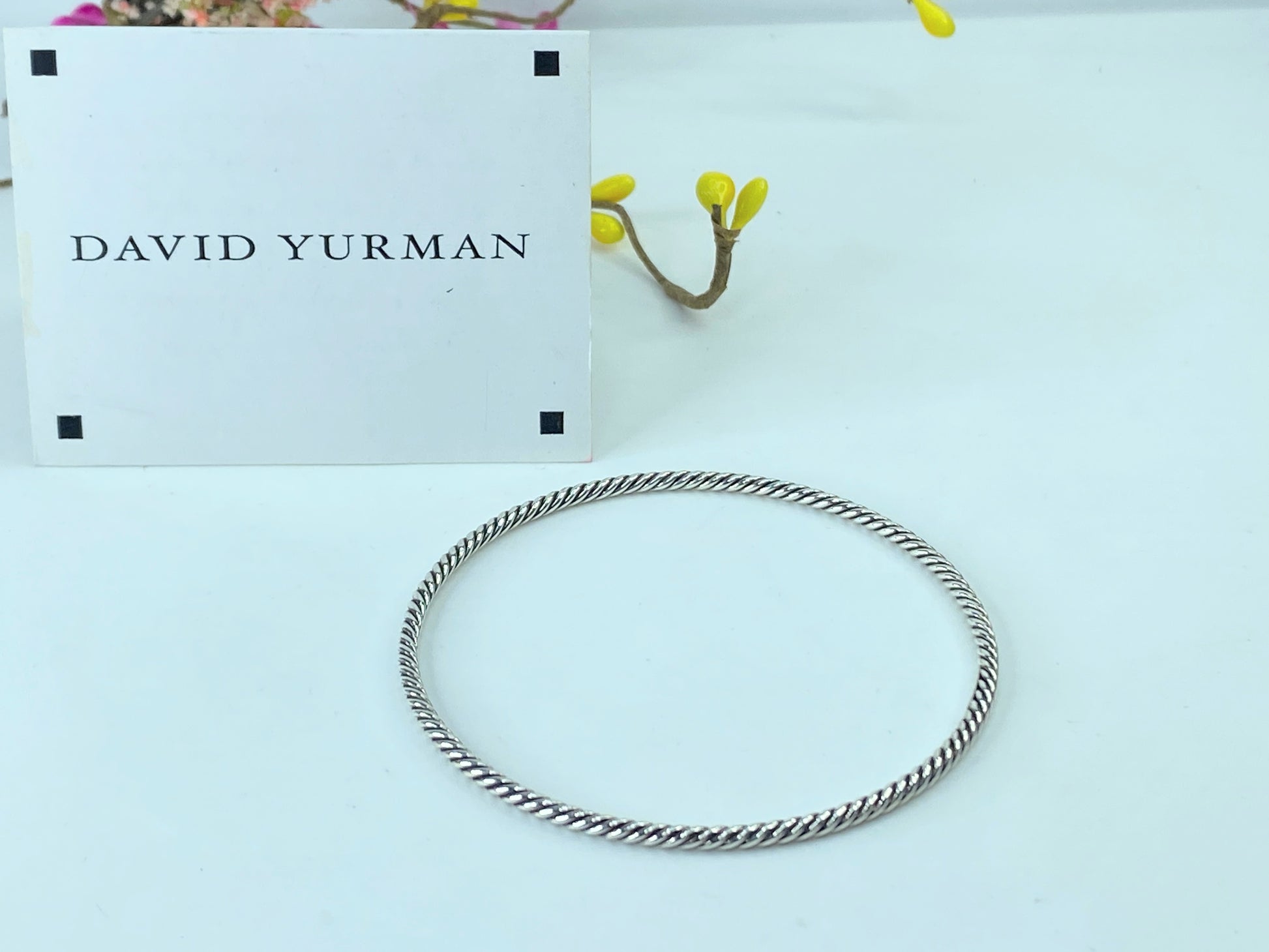 David Yurman Sterling Silver Cable Bangle Bracelet stackable 8.8g 7.5" JR375