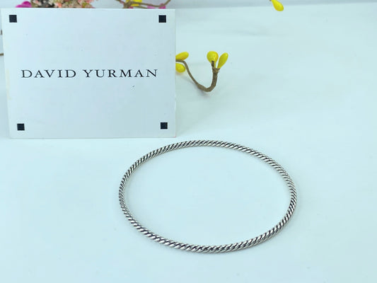 David Yurman Sterling Silver Cable Bangle Bracelet stackable 8.8g 7.5" JR375
