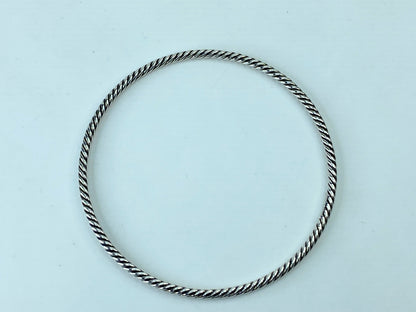 David Yurman Sterling Silver Cable Bangle Bracelet stackable 8.8g 7.5" JR375