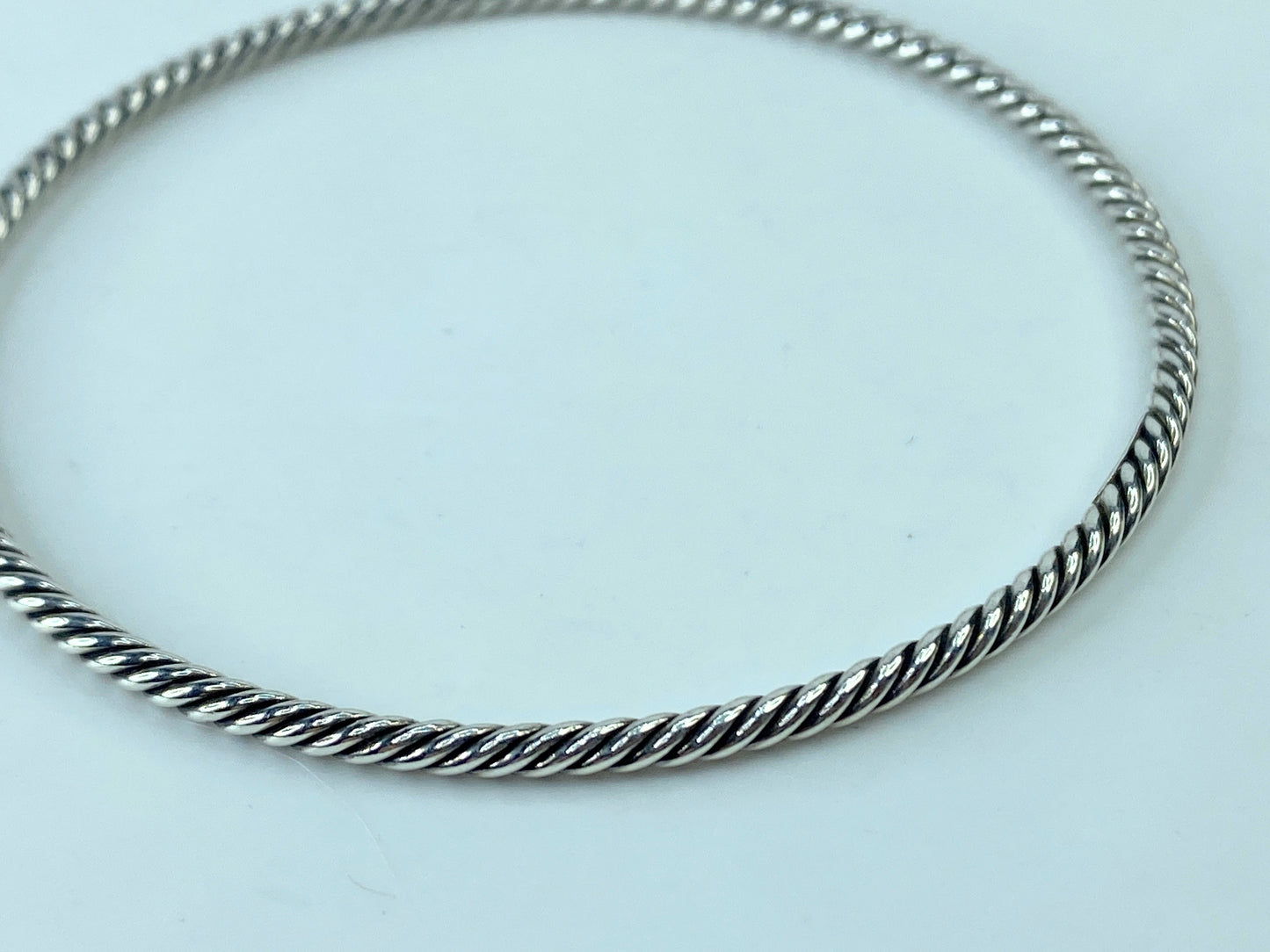 David Yurman Sterling Silver Cable Bangle Bracelet stackable 8.8g 7.5" JR375