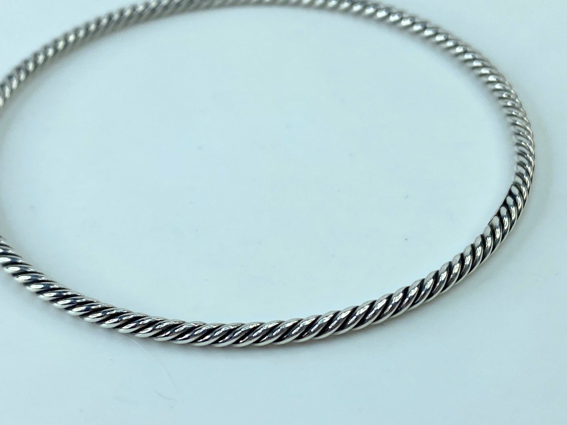 David Yurman Sterling Silver Cable Bangle Bracelet stackable 8.8g 7.5" JR375