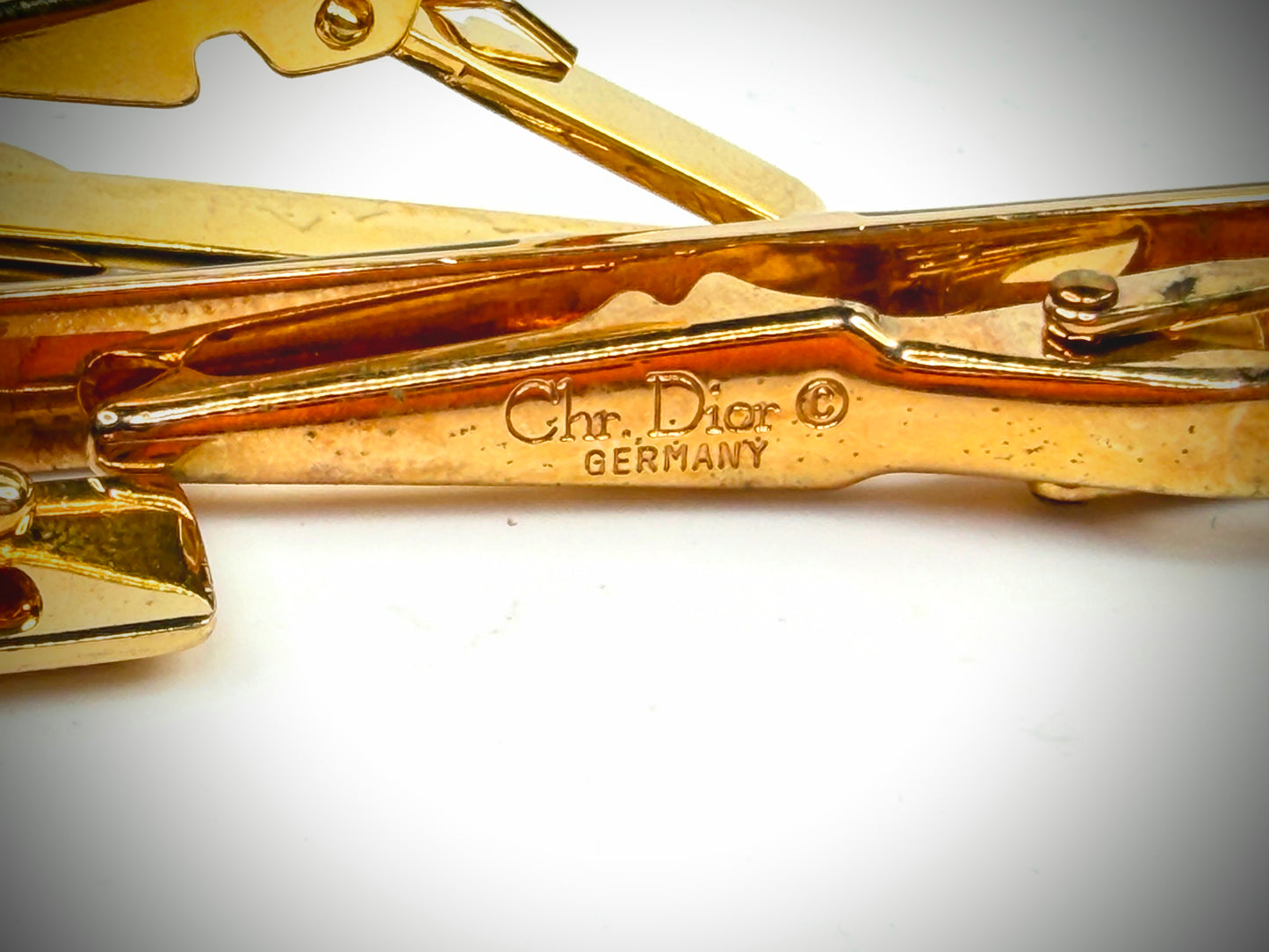 Vintage Christian Dior Gold Tone Black Enamel Tie Clips Set of 3 SS324