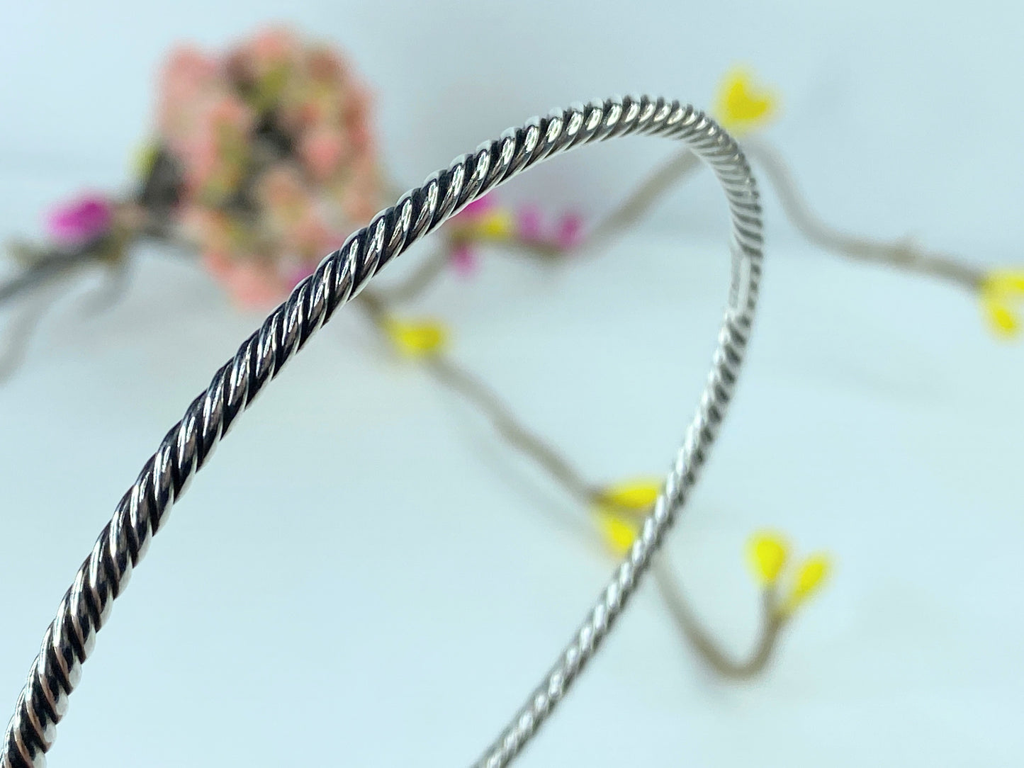 David Yurman Sterling Silver Cable Bangle Bracelet stackable 8.8g 7.5" JR375
