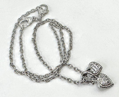 Vintage Judith Ripka Sterling Silver CZ Heart Pendant Necklace  18" 13.4g JR1700