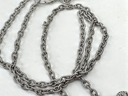 Vintage Judith Ripka Sterling Silver CZ Heart Pendant Necklace  18" 13.4g JR1700