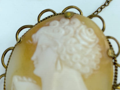 Vintage 12K Gold filled Shell Cameo Brooch By CLCW co 1 3/4" 8.6g JR9924