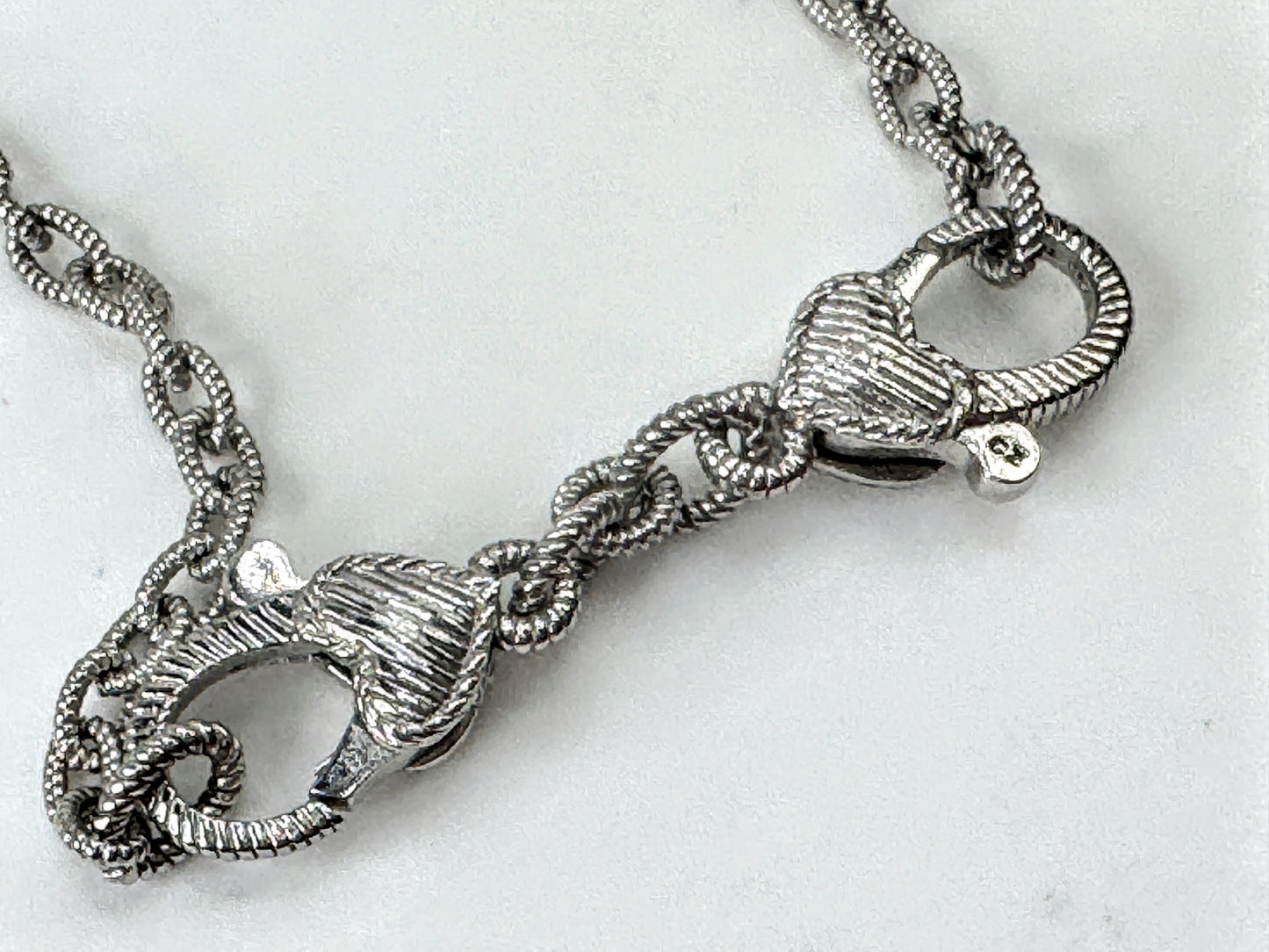 Vintage Judith Ripka Sterling Silver CZ Heart Pendant Necklace  18" 13.4g JR1700