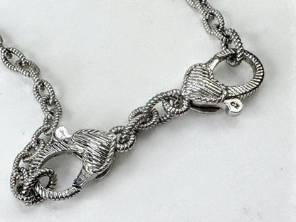 Vintage Judith Ripka Sterling Silver CZ Heart Pendant Necklace  18" 13.4g JR1700