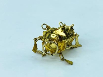 Antique Hand Fabricated 14K Gold Lantern Charm with Dangling Elements JR1232