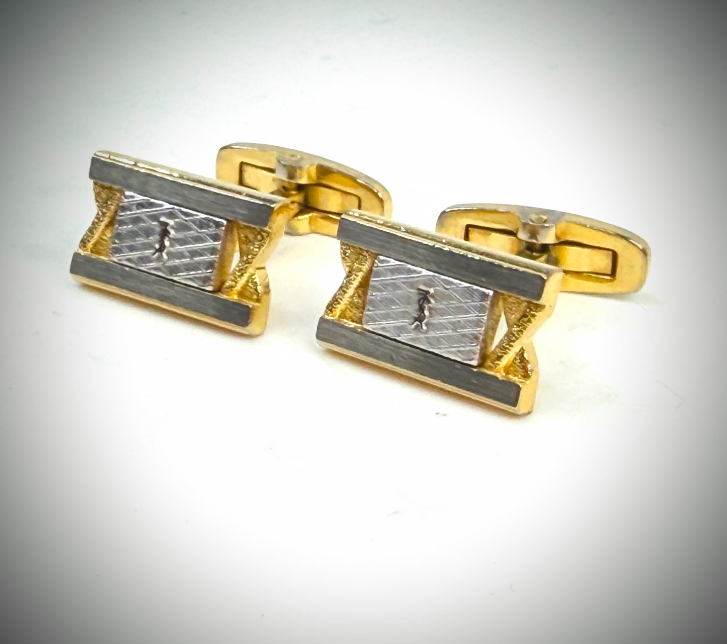 Vintage Yves Saint Laurent Gold Tone Bar Cufflinks Textured SS328