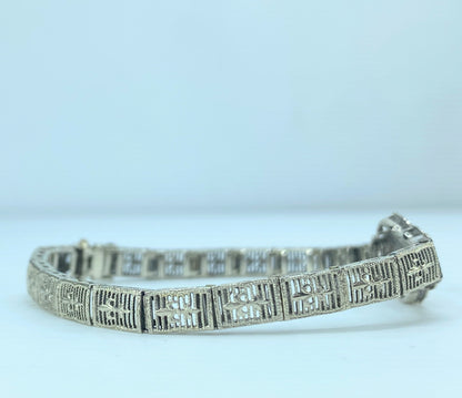 Art Deco Diamond Bracelet 10K Filigree Link Bracelet 7.2g JR9138