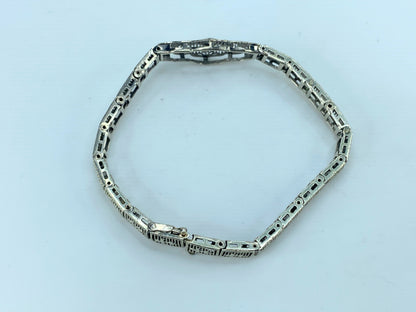 Art Deco Diamond Bracelet 10K Filigree Link Bracelet 7.2g JR9138