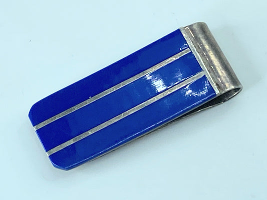 Sterling Silver Blue Lapis Stripe Money Clip 22.5g 2 1/8" SS43