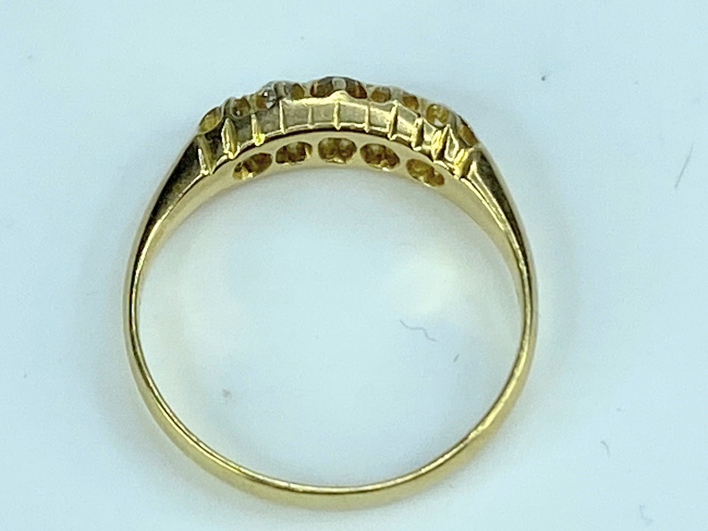 Antique Birmingham England 0.3ct G/VS2 Old Euro Diamond 18K wedding band JR9925