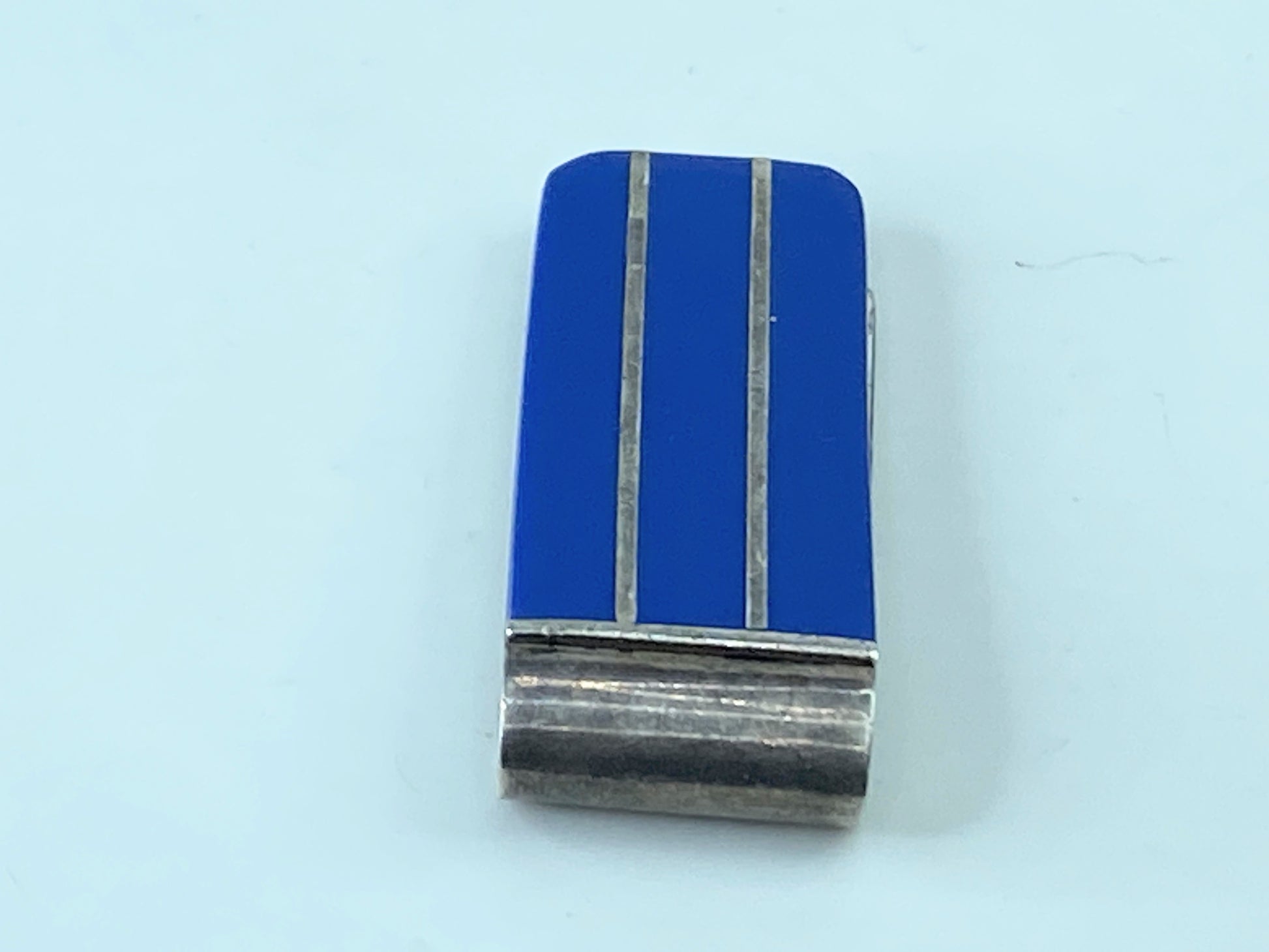 Sterling Silver Blue Lapis Stripe Money Clip 22.5g 2 1/8" SS43