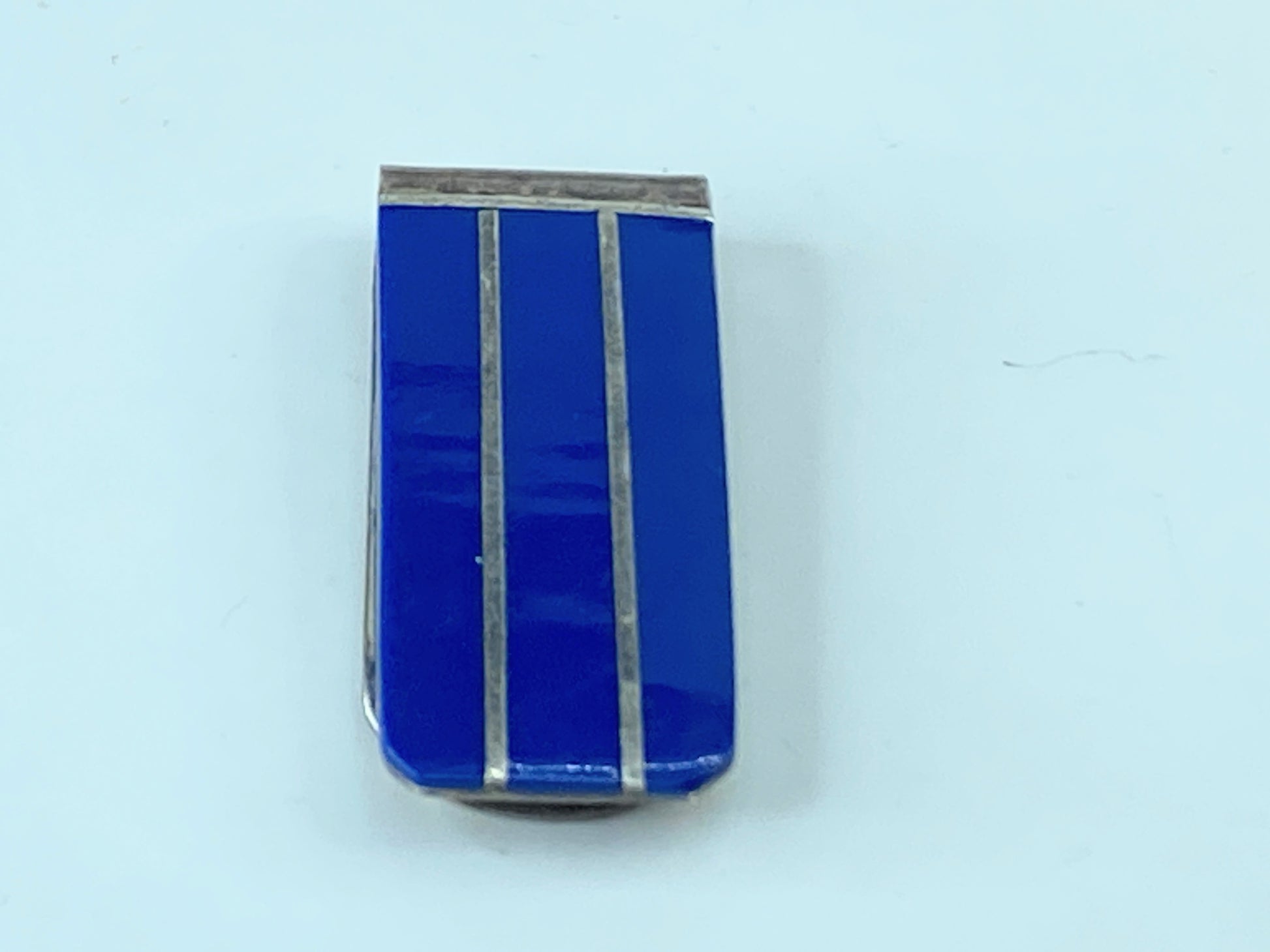Sterling Silver Blue Lapis Stripe Money Clip 22.5g 2 1/8" SS43