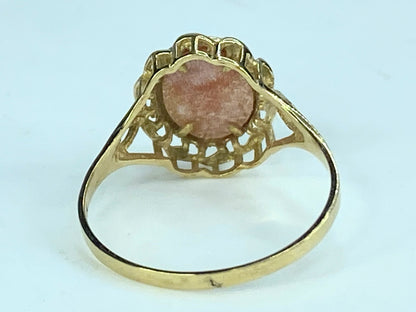 Vintage 10K yellow gold hand carved Shell Cameo lady ring s11 2.1g JR9926