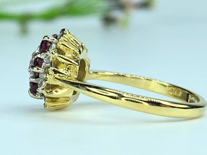 Antique 18 karat yellow gold 0.46ct Ruby Diamond cluster ring s5.5 4.0g JR9927