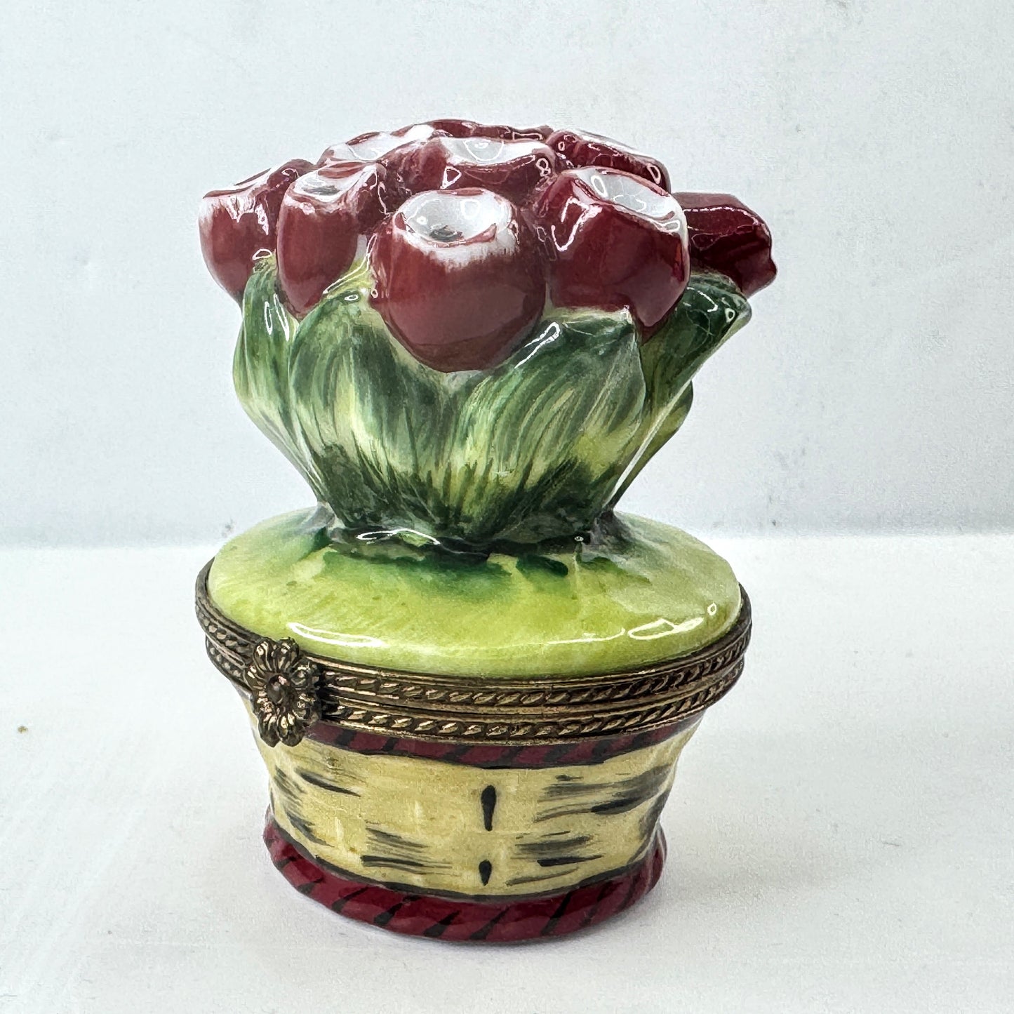 Limoges France Peint Main Tulip Basket Trinket Box Jacques Ltd Ed 125/500 A1029