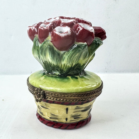 Limoges France Peint Main Tulip Basket Trinket Box Jacques Ltd Ed 125/500 A1029