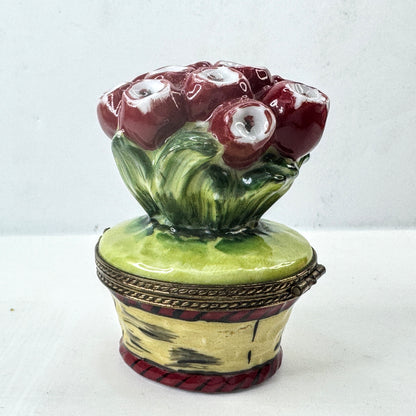 Limoges France Peint Main Tulip Basket Trinket Box Jacques Ltd Ed 125/500 A1029