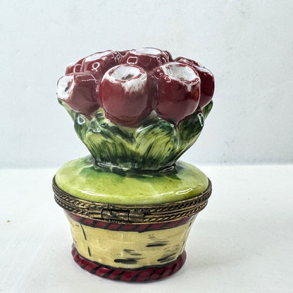 Limoges France Peint Main Tulip Basket Trinket Box Jacques Ltd Ed 125/500 A1029