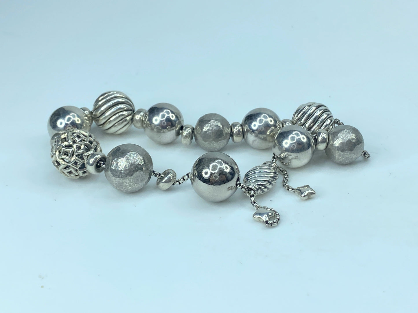 David Yurman Sterling "Elements" Beaded Ball Bolo Bracelet Adjustable JR9139