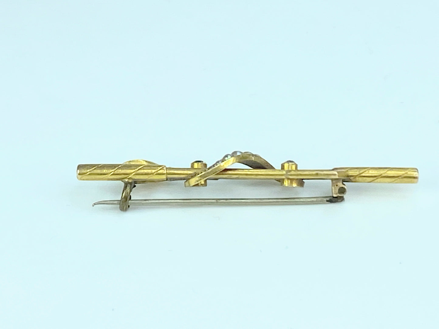 Victorian Diamond Pearl Riding crop 0.1ct old Euro cut split pearl brooch JR9930