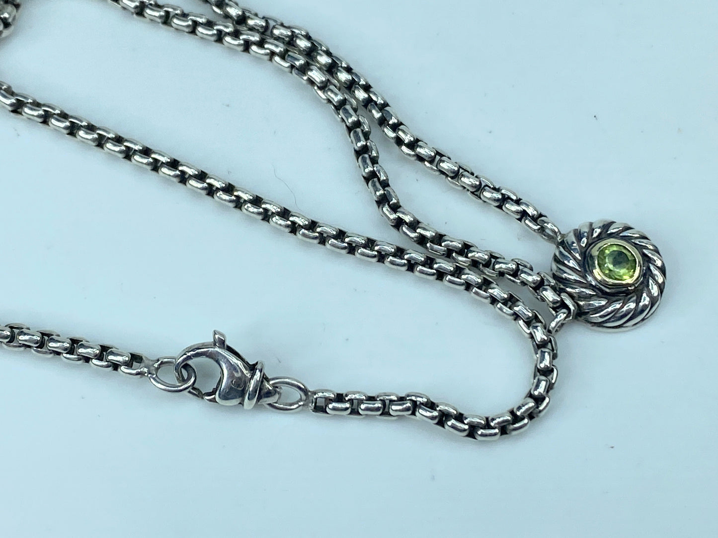 Sterling Silver and 18k Gold David Yurman Peridot "Cookie" Necklace 14.3g JR9141