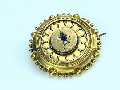 19th Century Gem set brooch with insect and cannetile motift in 15K gold JR9932