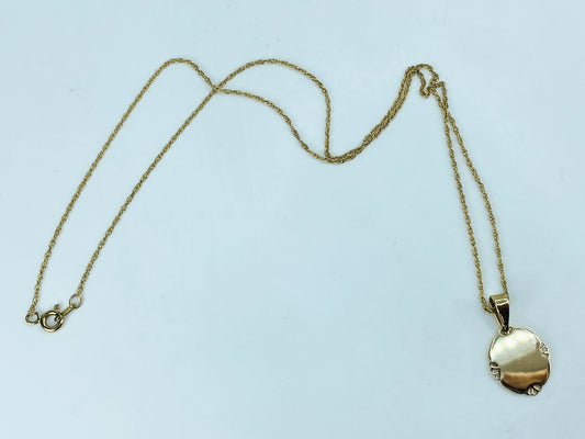 14K Yellow Gold Floral Cutout Engravable Pendant Necklace JR1233