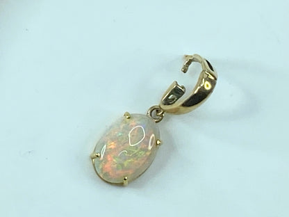 14K Polished Flexible 8mm Omega 7.12ct Oval Opal pendant Choker Necklace JR701