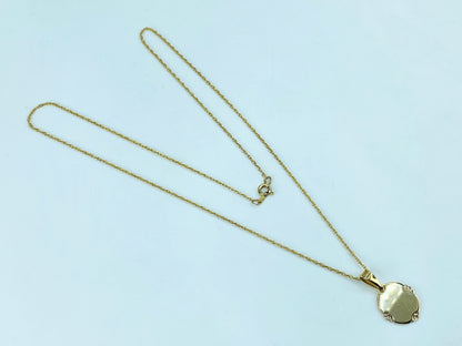 14K Yellow Gold Floral Cutout Engravable Pendant Necklace JR1233