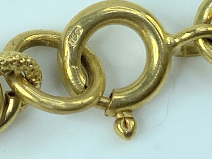 18K two tone rope twisted link adjustable clasp tassel heavy necklace 36" 95.1g