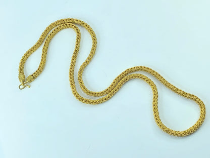 20K yellow Gold 6mm milgrain Braided Necklace heavy necklace 32" 133.1g JR703