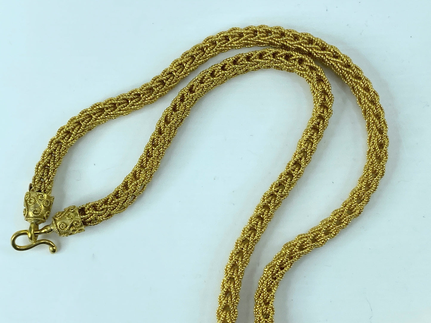 20K yellow Gold 6mm milgrain Braided Necklace heavy necklace 32" 133.1g JR703