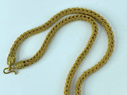 20K yellow Gold 6mm milgrain Braided Necklace heavy necklace 32" 133.1g JR703