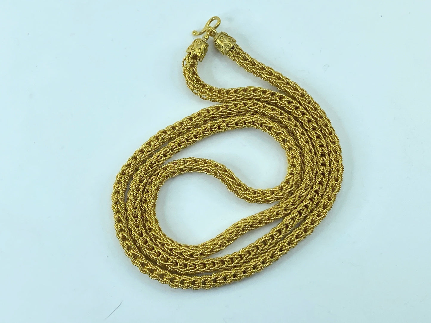 20K yellow Gold 6mm milgrain Braided Necklace heavy necklace 32" 133.1g JR703