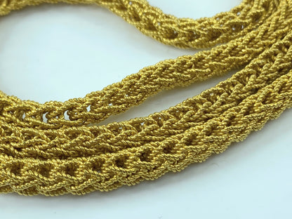20K yellow Gold 6mm milgrain Braided Necklace heavy necklace 32" 133.1g JR703