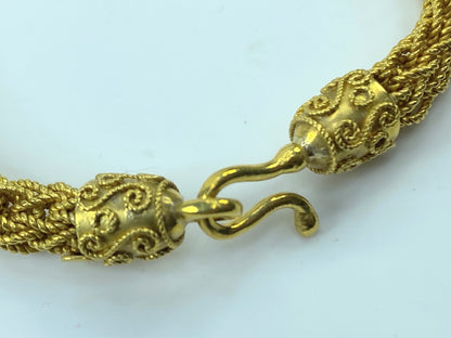 20K yellow Gold 6mm milgrain Braided Necklace heavy necklace 32" 133.1g JR703