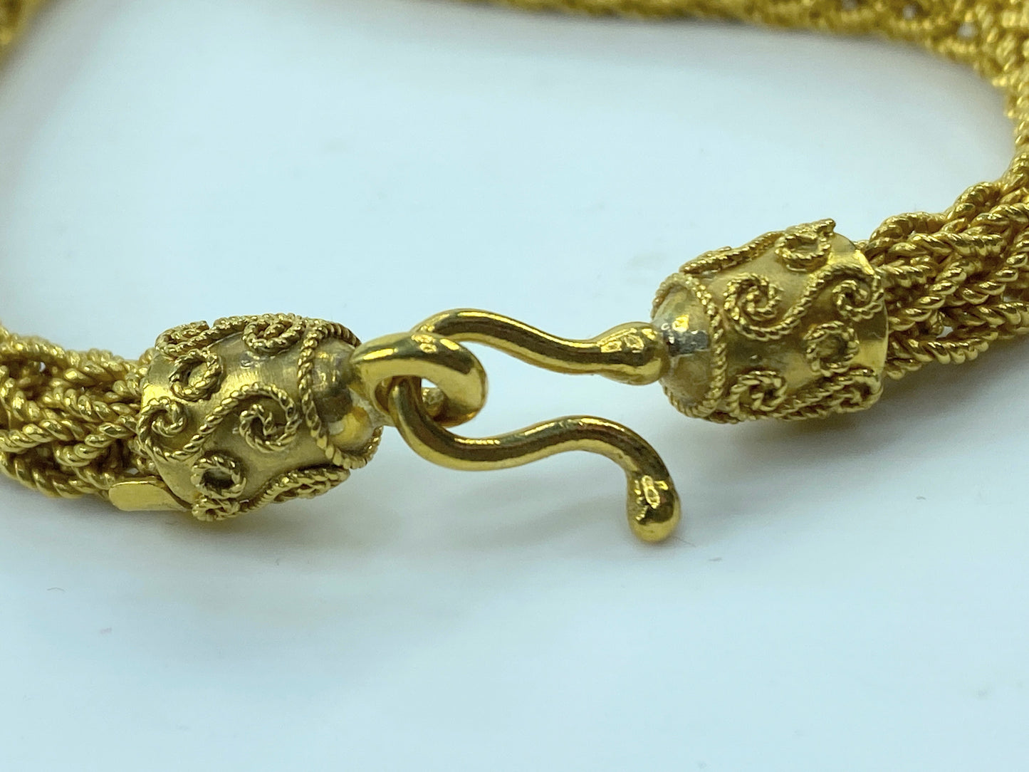 20K yellow Gold 6mm milgrain Braided Necklace heavy necklace 32" 133.1g JR703